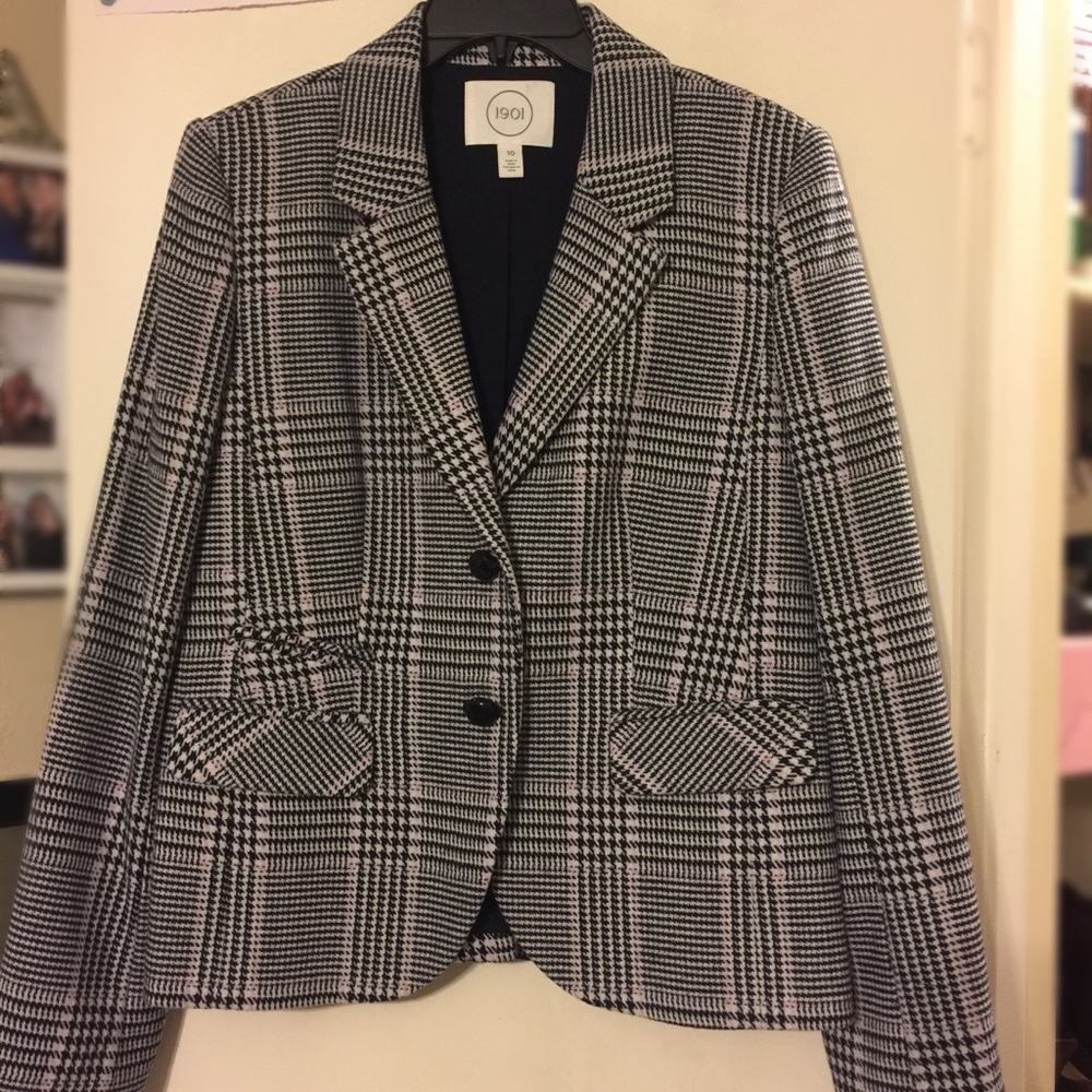 Pink/Navy Plaid Blazer